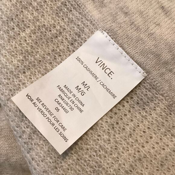 Vince 100% Cashmere Oatmeal Heather Waffle Knit Zip Front Hooded Poncho M/L - Picture 7 of 8